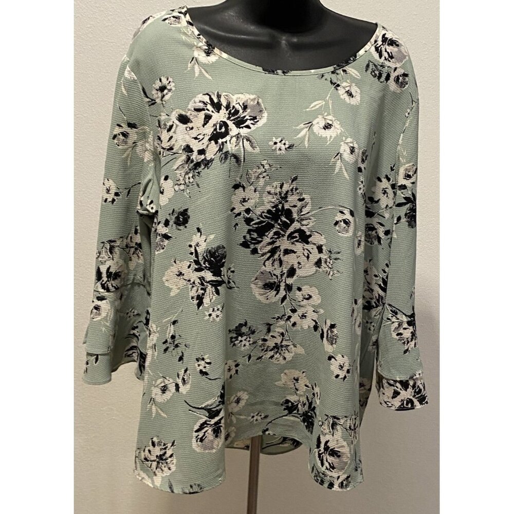 Est. 1946 Womens Blouse Size XL Long Sleeve Floral Button Decorative